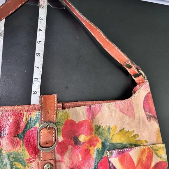 Patricia Nash Floral Hobo Bag Italian Heritage Leather Shoulder Slouchy Cottage - Picture 12 of 16
